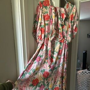Old Navy Pink Floral Maxi Dress with Tie Waist